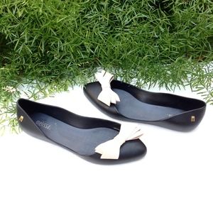 MELISSA Ladies Black Jelly Pointed Flat Shoes 6